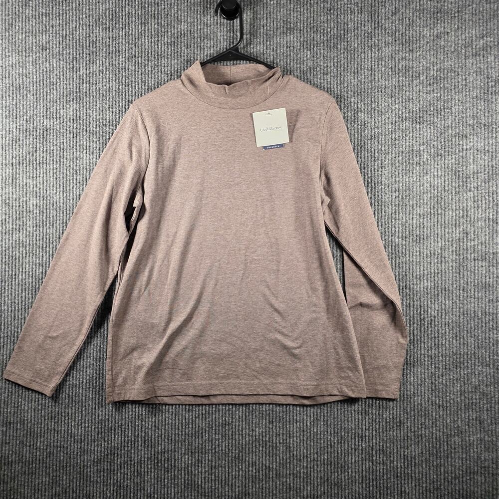 Croft & Barrow Mock Neck Top NWT Taupe Long Sleeve Tee Women L